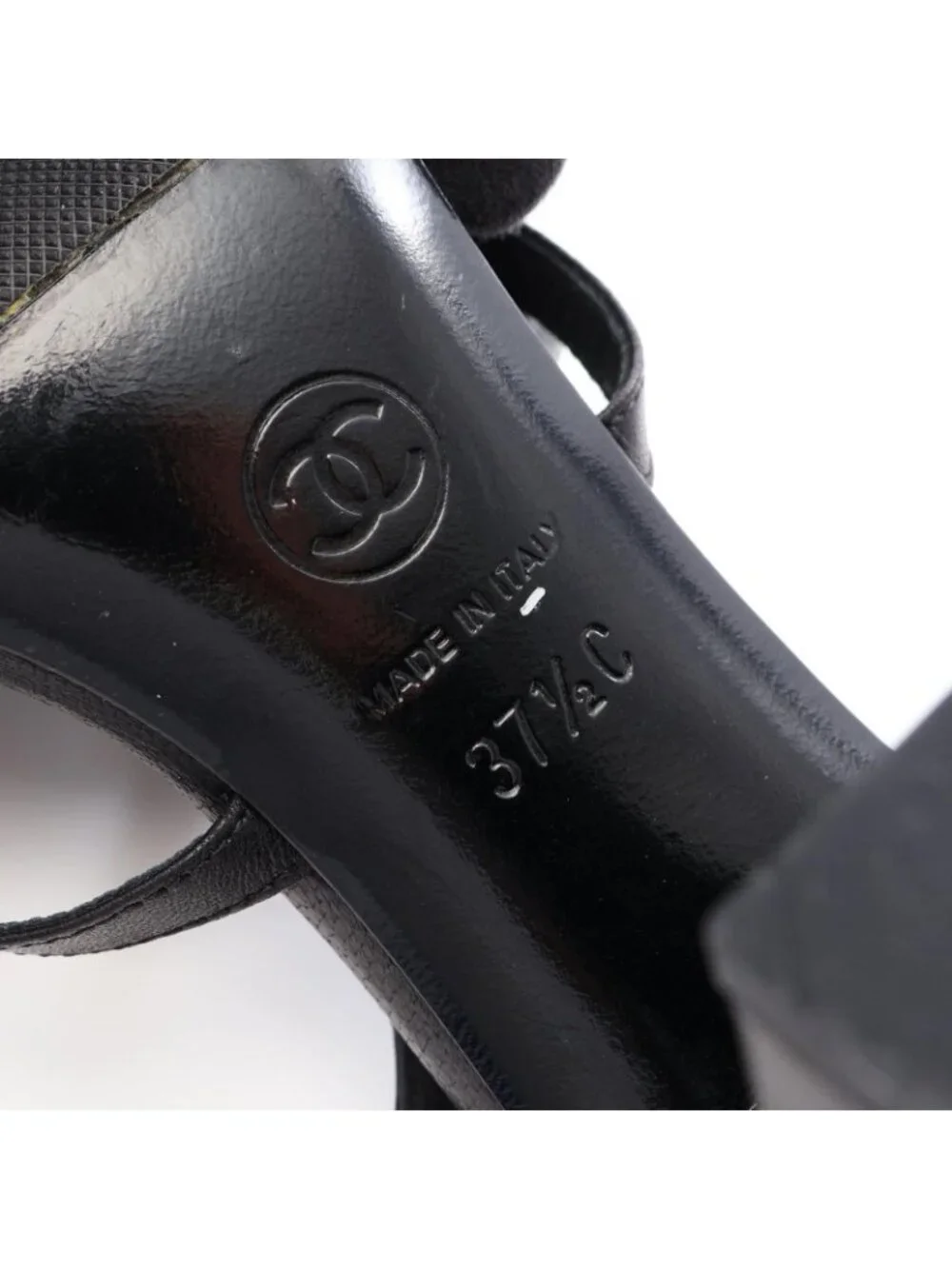 Chanel Sandals CC Logo Ribbon Leather